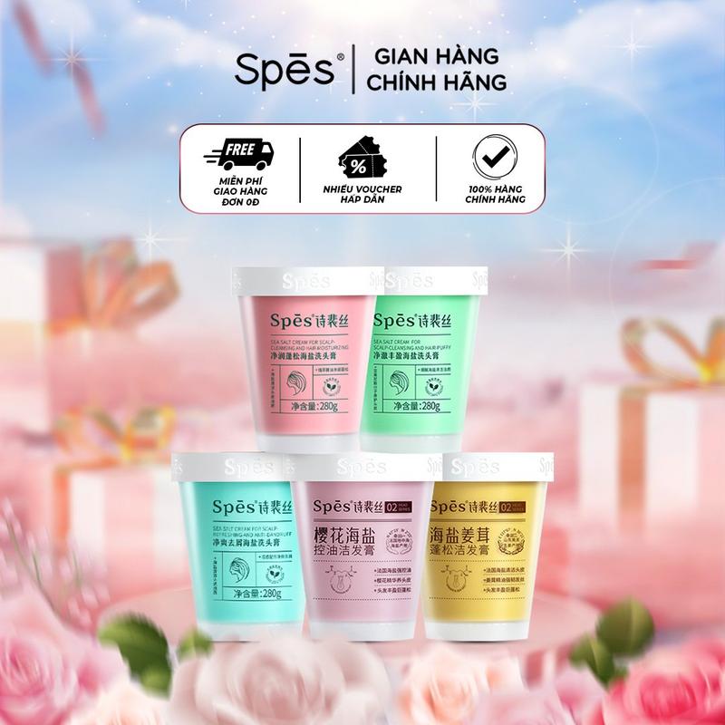 Tẩy tế bào chết da đầu SPES tinh chất muối biển tạo phồng dưỡng ẩm phục hồi tóc 280g