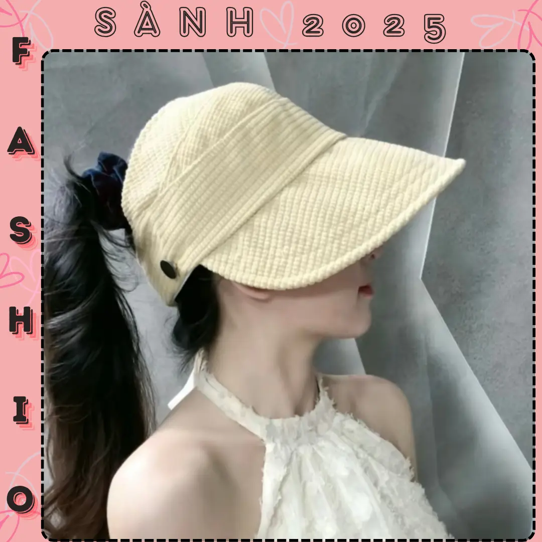 Mũ hở đầu vành rộng chống nắng vải bố_sanhfashion Voi Hoa