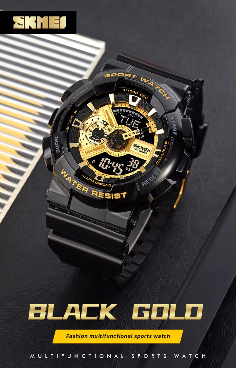 Product Introduction of SKMEI Men Sport Watch Fashion LED PU Waterproof Long Use Digital Watch Elegant Texture Alarm Clock Timing Wrist Watch for Women Man 34 15