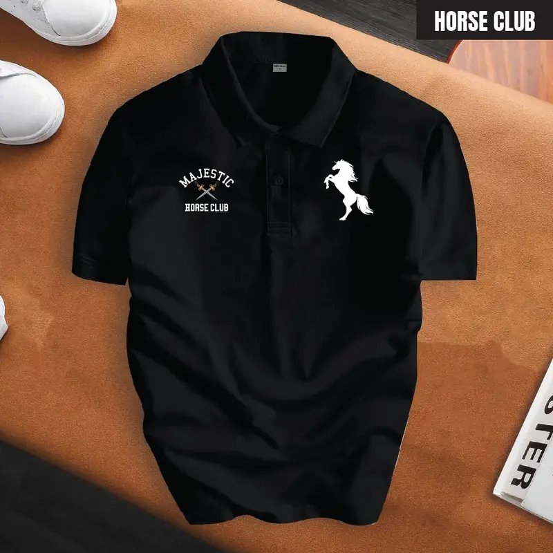 Áo Polo basic HORSE CLUB nam nữ cổ bẻ vải xịn Unisex, thanh lịch Menswear Shirt Có Cổ Thun Ngắn Tay Cộc Tay 2