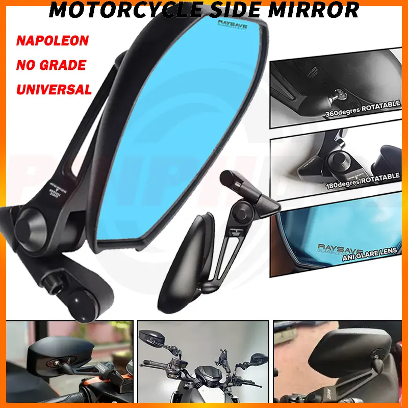 Street King Side Mirror V1/V2/V3 Blue Lens Eye Protection Non Grade Lens Adjustable Motorcycle Rear View Universal Mirror For ADV PCX Click NMAX Sniper MIO Raider Napoleon