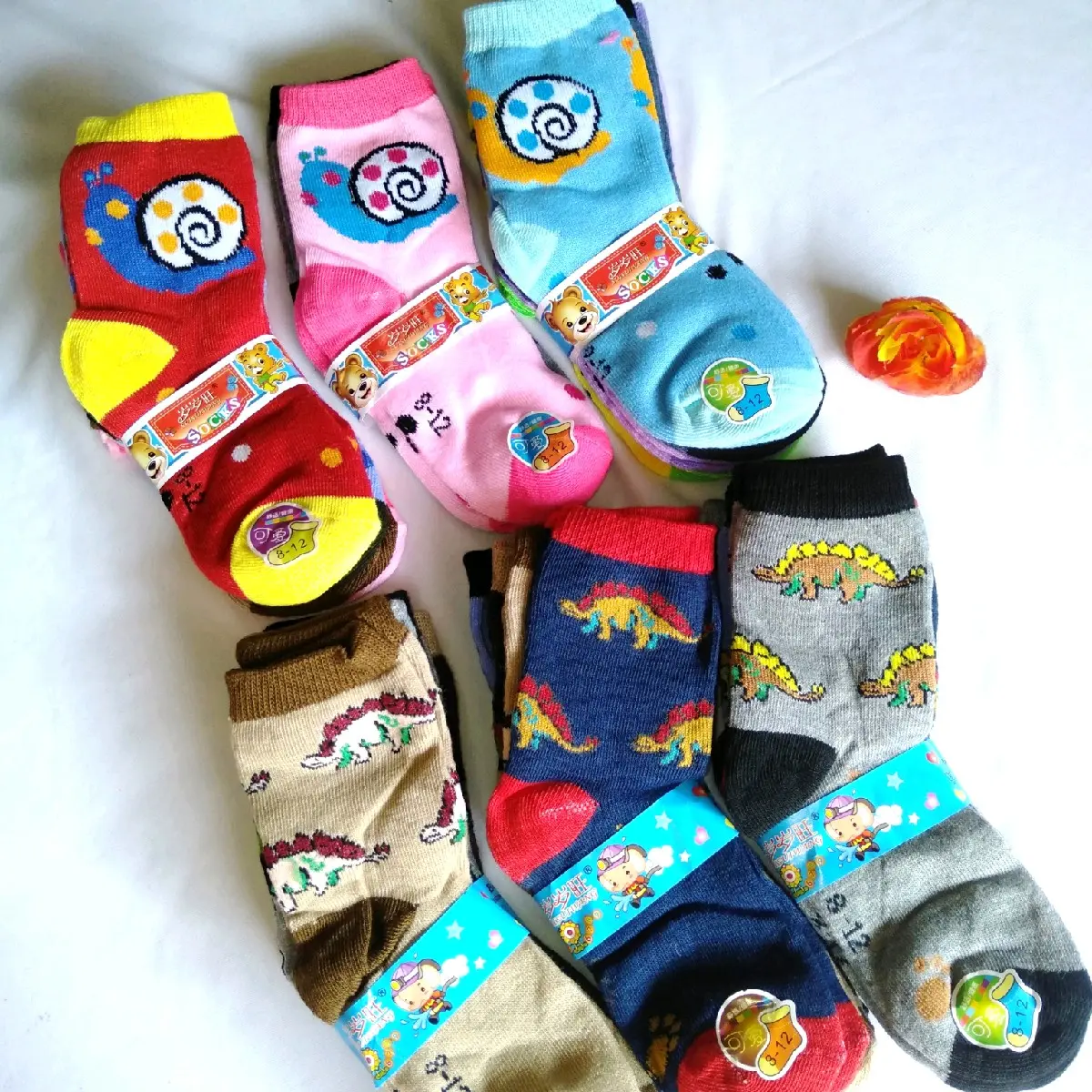 (12 Pasang) Kaos Kaki Anak TK Size 8-12 Usia 4-7 Tahun Non Kemas Motif