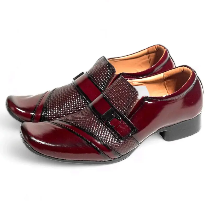Pantopel Pria Hak 1-3 cm Oxford Kilap Kasual Pesta Maroon Asli Kulit Sapi MRP - 06 TIGER Shoes Pantofel Hitam Kerja 5