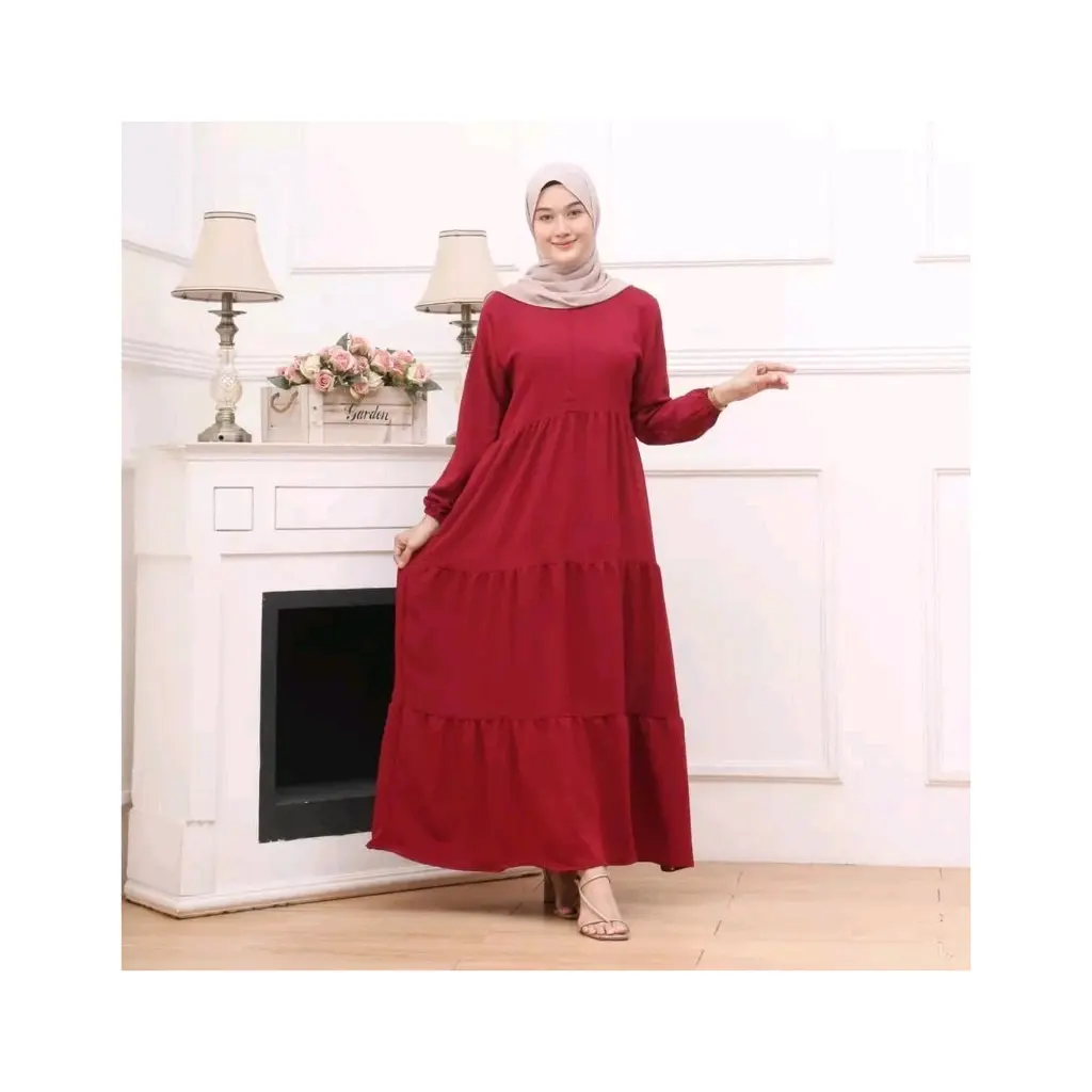 GAMIS SUSUN CRINGKLE PREMIUM BUSUI SLETING DEPAN  GAMIS ELEGAN