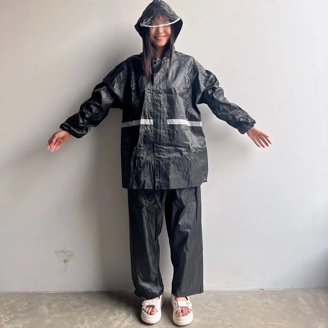 ชุดกันฝนได้ครบเซ็ตเสื้อ+กางเกง ชุดกันฝนผู้ใหญ่