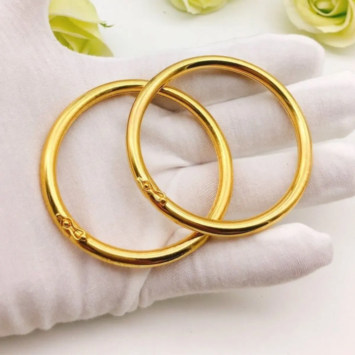 Lắc Tay Nữ, Vòng Tay Nữ Khóa Gài Mạ Vàng 24K, Vòng Bọng Trơn Mạ Cao Cấp - Kho Sỉ Trang Sức Xi Mạ