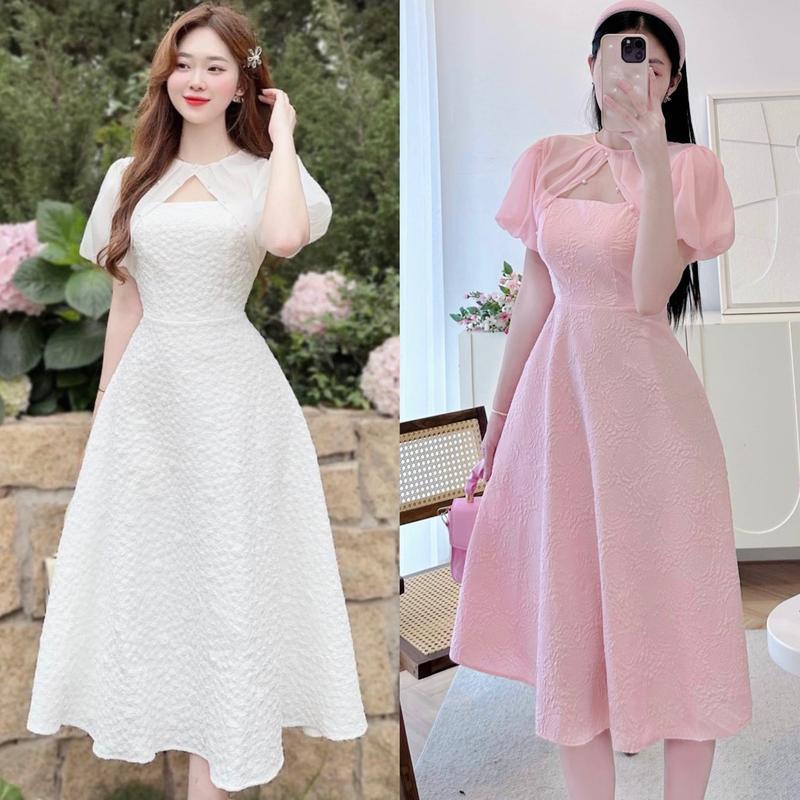 Váy Thời Trang Nữ Dự Tiệc Vải Xốp Hoa Thanh Lịch Bigsize Nữ 40-95Kg Women Cotton - A.1317