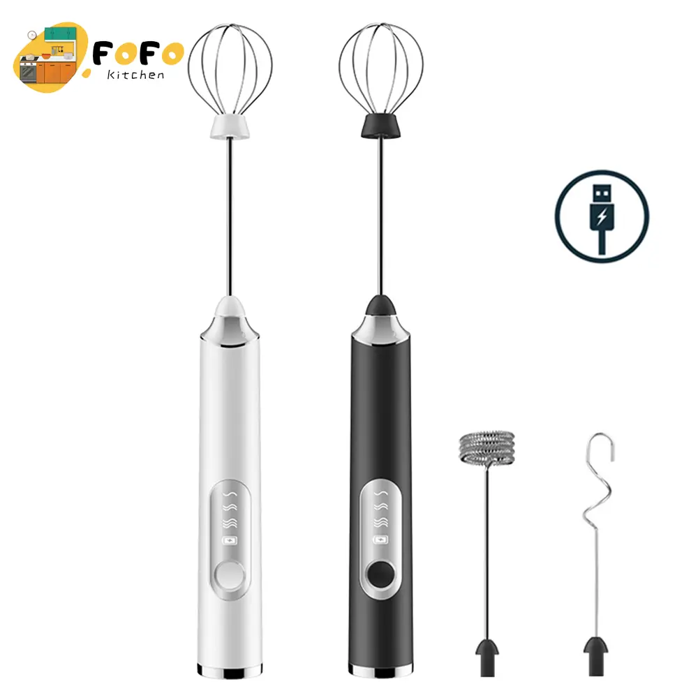 Máy đánh bọt cà phê cầm tay 3 tốc độ Pin sạc Đi kèm với ba loại đầu trộn