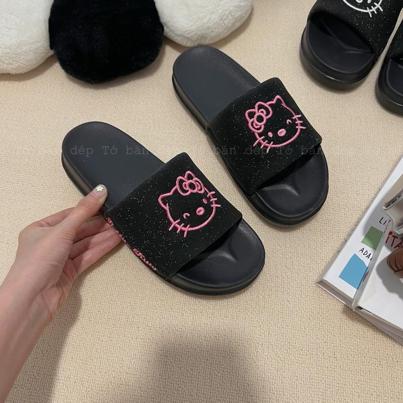 Product Introduction of Dép Kitty Bling lấp lánh quai dán xé bảng màu pastel xinh xắn Kèm hộp có bảo hành Ngoài trời 9