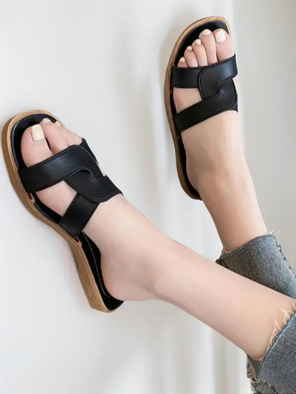 2024 Fashionable Solid Criss Cross Strap Gypsy Sandals, Luxury Designer Slides, Summer Casual Soft Open Toe Home Walking Shoes for Girl, All Match Slippers for Indoor & Outdoor Wear, Footwear 0