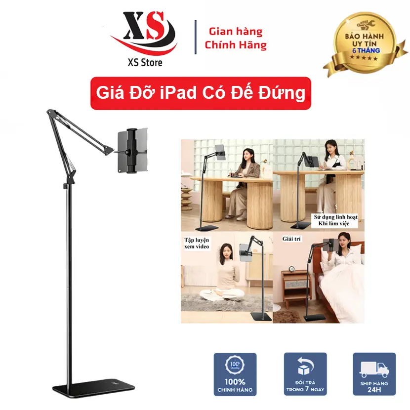 Giá Đỡ iPad, Điện Thoại Có Đế Dạng Đứng, Chất Liệu Thép Chống Gỉ Xoay 360 Độ Bền Đẹp, Tiện Lợi