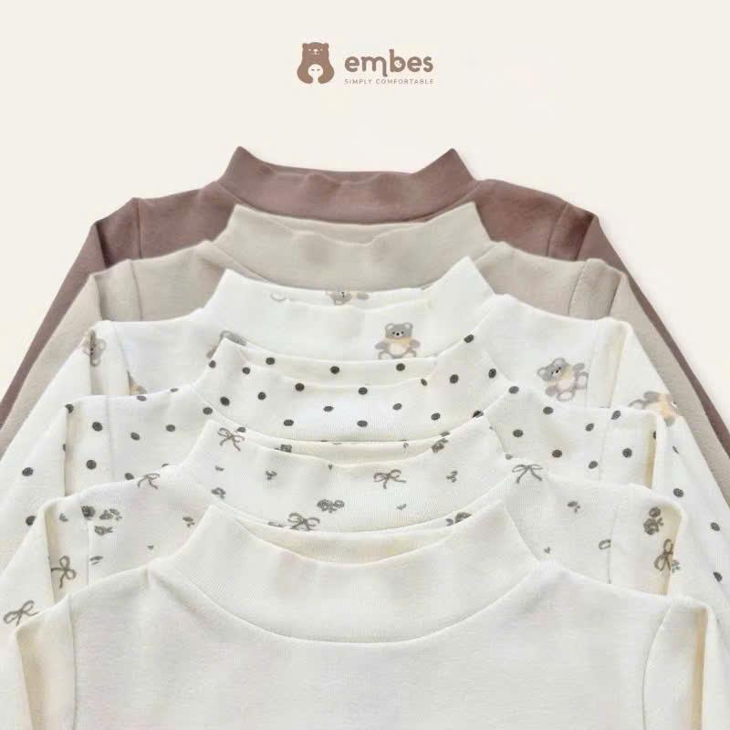 Áo Giữ Nhiệt Cổ Cao 3 Phân Cho Bé In Chữ Embes, Áo Thun Dài Tay Cho Bé Mặc Thu Đông Size Từ 8 Đến 17Kg. 0