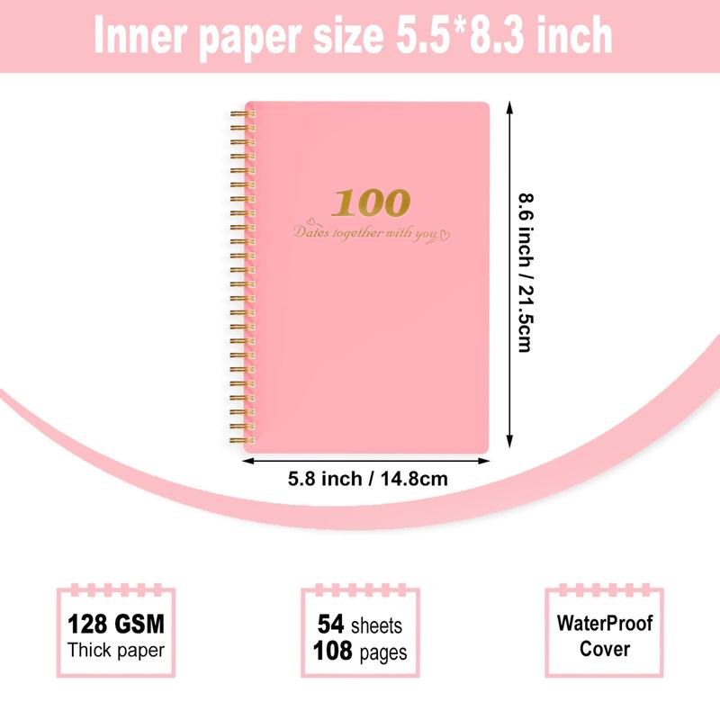 School Supplies Dating Record Notebook, 1 Count Portable Dating Guide Spiral Notebook, Perfect Couple Gift, Unique Gift For Him/Her, Romantic Gifts for Girlfriend/Boyfriend, Holiday Essentials, Valentine's Day Gift 7