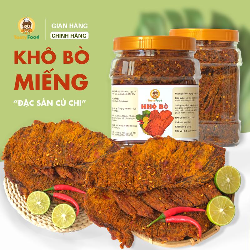 Khô Bò Củ Chi Tasty Food - Miếng To Mềm- Hũ 500g/1kg