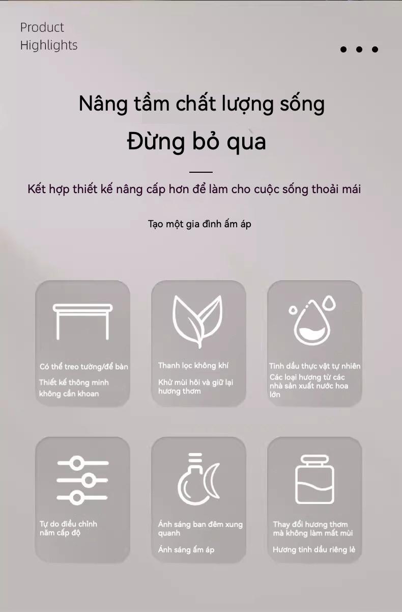 Product Introduction of Máy phun sương tinh dầu thiên nhiên nguyên chất – Công nghệ ẩm tối ưu, phân tán hương thơm an thần, tạo không gian sống trong lành, thư giãn tuyệt vời cho phòng ngủ, văn phòng, spa, yoga 1