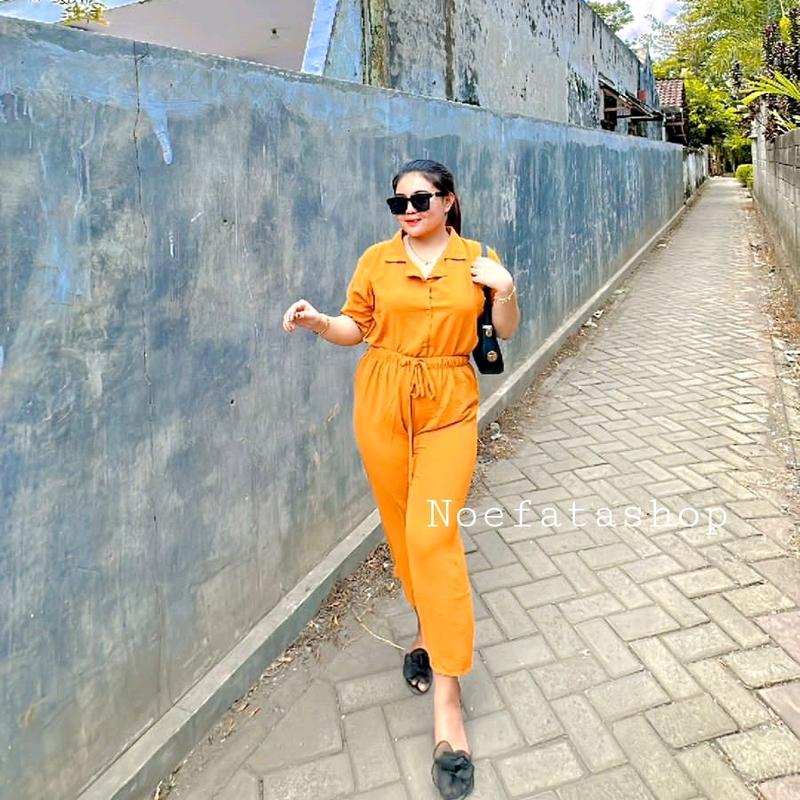 ONESET Cringkle Pendek ANDIN Setelan Wanita Kancing KRAH V Celana Panjang Crinkle Airflow Crinkle Airflow 7