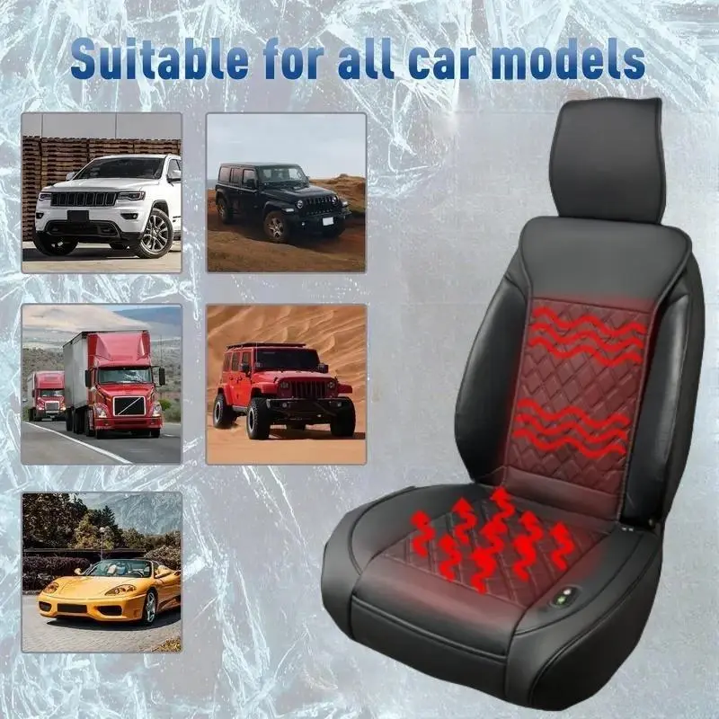 Car Heated Seat Cover, 2 Counts Comfortable Winter Warmer Seat Cushion, 12V Adjustable Temperature Car Seat Heating Pad, Universal Car Accessories for Cold Weather, Automotive 2