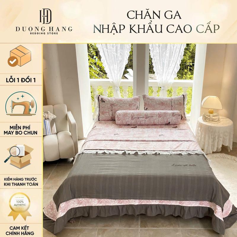 Bộ Chăn Ga Gối COTTON ĐŨI SỢI TRE MarkJacob - Set 5 món ( ga trần phủ - vỏ chăn trần có khoá - 2 vỏ gối - 1 vỏ ôm khoá sườn)