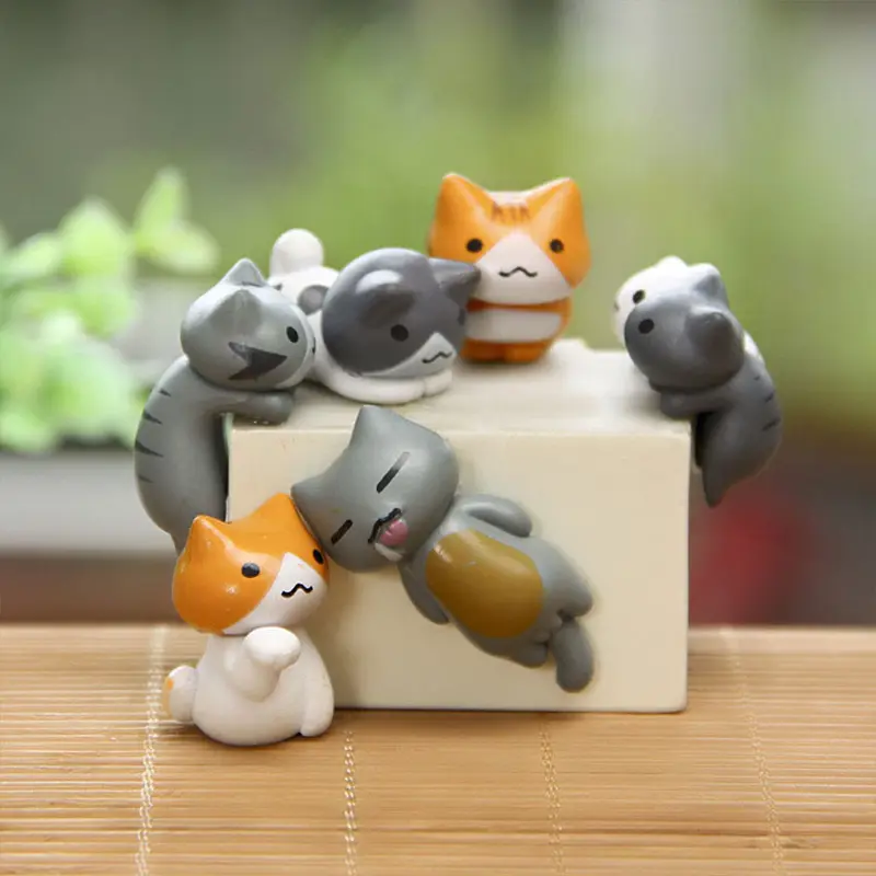 6Pcs/Set Miniatur Hewan Kucing / Miniatur Binatang Kucing / Ornaments Micro Landscape Bonsai Decoration 6