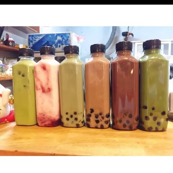 10 Chai nhựa đựng Vuông trà sữa 330ml kèn nắp đậy Đựng Gia Vị Đựng Đồ Ăn Đựng Gia Vị Đựng Đồ Ăn 1