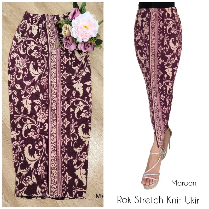 ROK KNIT STRETCH MOTIF UKIR Bawahan Kebaya Cantik 1