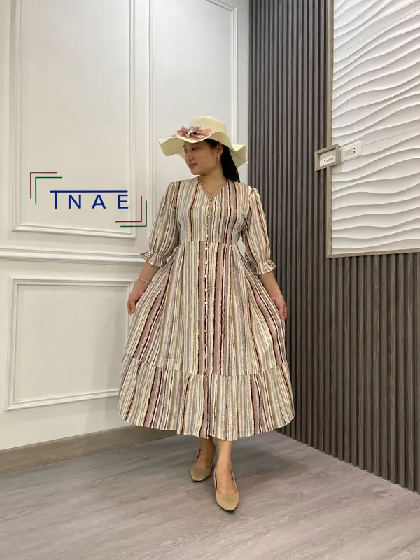 TNAE Felin salur warna-warni midi Dress crinkle madam premium 173 4
