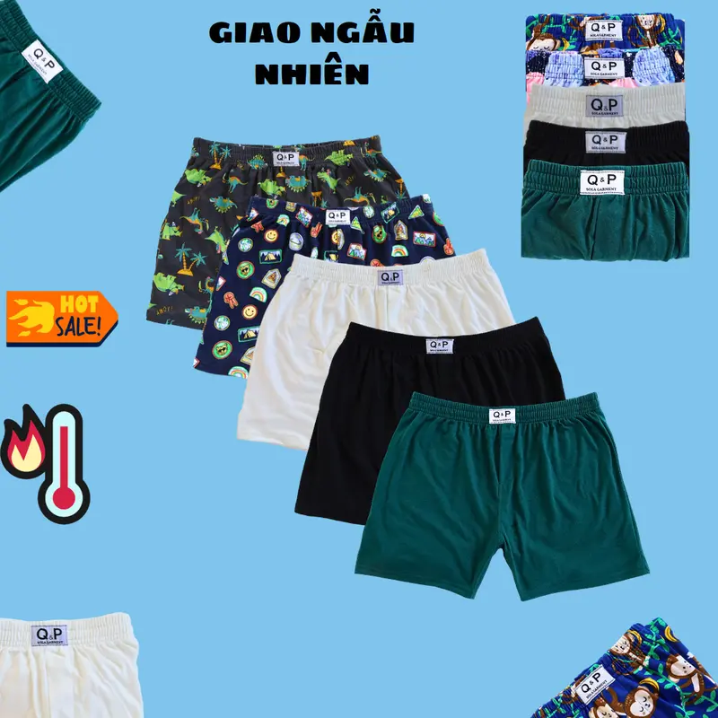Combo 5 Quần Đùi Thun Nam  Mẫu Trơn Co Giãn Cá Tính ( Giao Ngẫu Nhiên ) Quần Lót Menswear Boxer Quần Boxer Cotton Sịp 2
