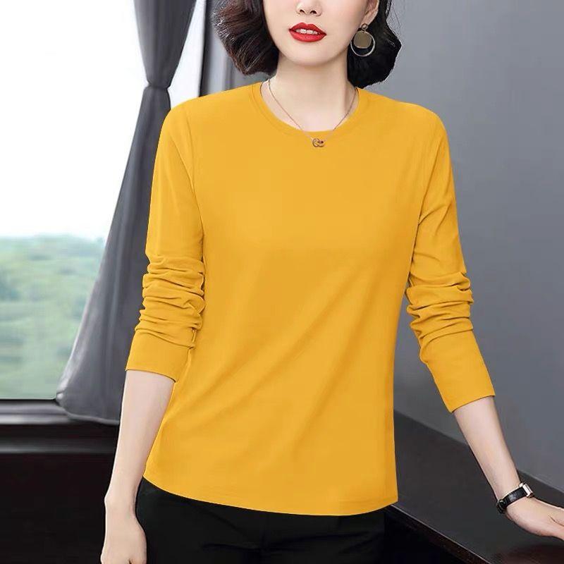 Product Introduction of Áo thun dài tay màu trơn cho mẹ trung niên 2024 Áo nữ mùa thu và mùa đông có thể mặc bên trong Áo lớp cơ bản mặc bên trong quần áo mùa thu cho người trung niên và cao tuổi 4