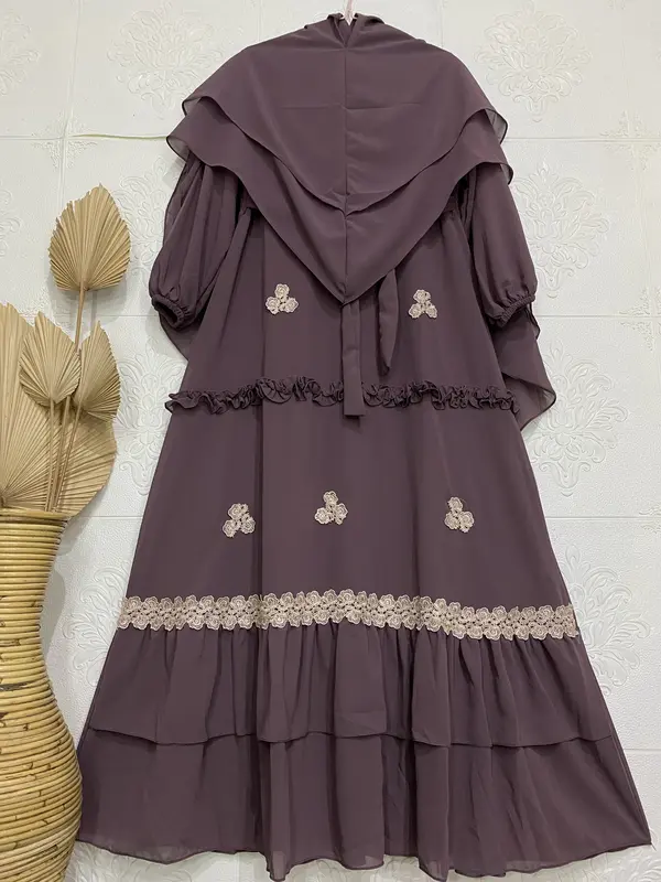 Gamis Syari Ceruty Babydoll Kode SB | Gamis Set Khimar Polos 5