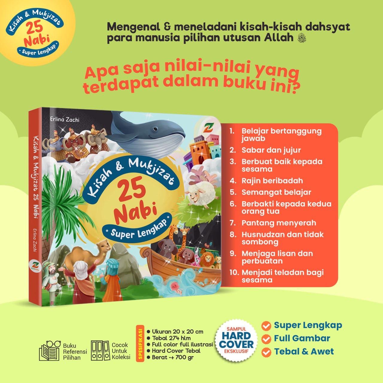 Buku Cerita Anak - Kisah dan Mukjizad 25 Nabi Super Lengkap - Usia 7+ - Hardcover - Ziyadbooks Books