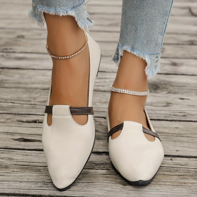 TikTok Shop Elegant Women s Oxford Shoes Waterproof Pointed Toe Imitation Leather Surface and Rubber Sole All Seasons Universal