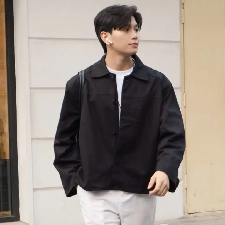 Áo Khoác Kaki Có Cúc GODMOTHER Kaki Jacket Form Crop Lửng Nam Nữ Cổ Bẻ Phong Cách Thanh Lịch Thoải Mái Menswear 7