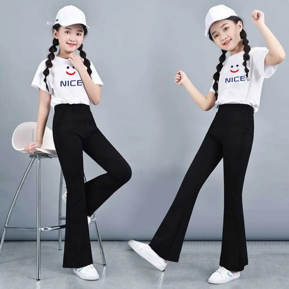 Quần Ống Loe, Mỏng Mùa Hè, Màu Đen, Bộ Sưu Tập Weila Mới 2024, Dành Cho Bé Gái, Thích Hợp Cho Học Sinh, Quần Mùa Xuân Và Mùa Thu, Cho Trẻ Em