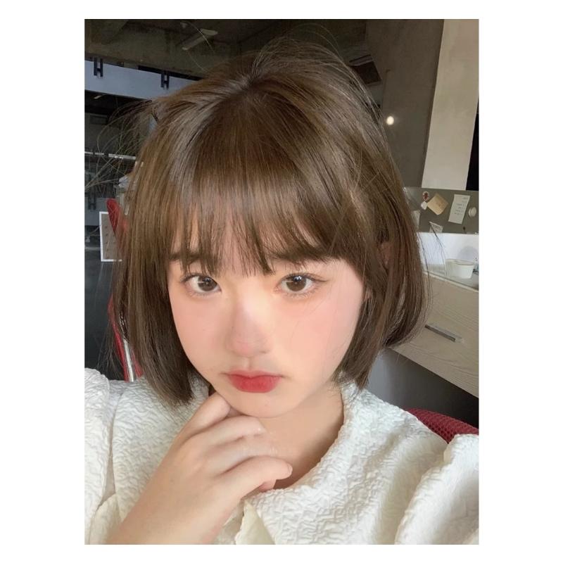 Short-haired Women In Wigs, Summer Natural Full-headed Hood Style Internet Celebrity Round Face Bob Head Bald Daily Simulation Hair Wig Head 2