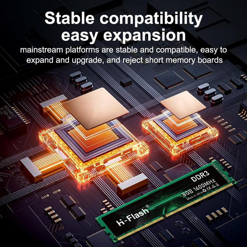 H-Flash DDR3 U-DIMM Desktop RAM, 8GB 1600MHz High-speed Memory Module, Compatible with Desktops, Laptops & Other Devices 6