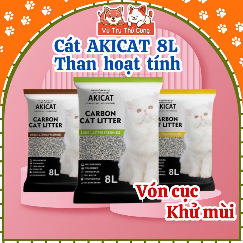  Cát vệ sinh cho mèo AKICAT 8L có than hoạt tính khử mùi cát mèo hiệu quả ít bụi cat vesinh chomeo 