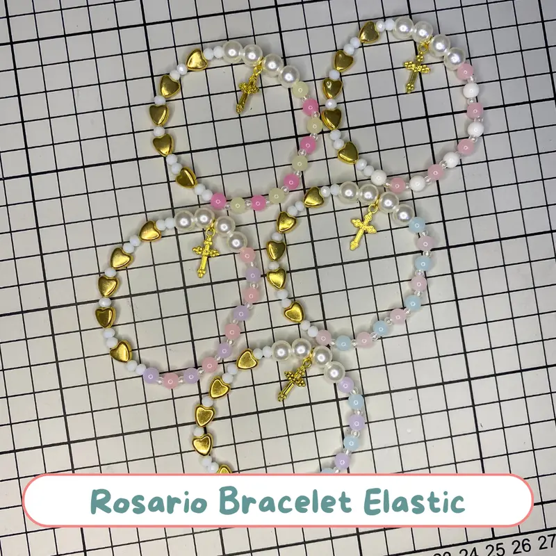Beads Wonder Faith Rosario | Rosario 50x Kali Salam Maria | Rosario 77x Kali Bapa Kami | Rosario Gelang Blue Pink 3