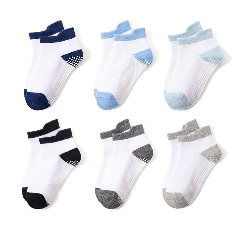 6 Pairs 0-5 Years Old Non-Slip Kids Socks with Grip Little Girls Boys Ankle Socks Infants Toddlers Children Floor Socks 7