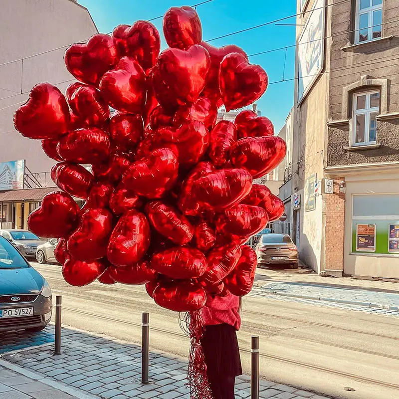 50pcs 18inch Red Heart Air Foil Balloons Happy Birthday Party Helium Balloon Decorations Wedding Party Festival Balon Party Supplies
