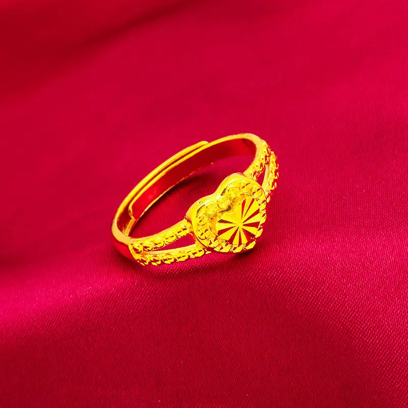 Love ring opening adjustment women's small peach heart ring