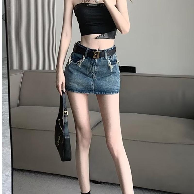 Chân Váy Jean Thời Trang, Phong Cách Hàn Quốc, Màu Trơn Dễ Phối Đồ Cho Nữ, Xu Hướng Hakama 2