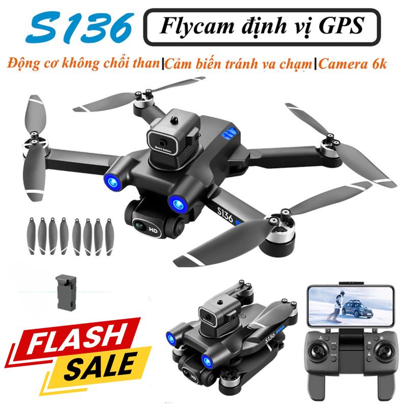 FLYcam động cơ không chổi than S136 Pro Max, PLay cam tốt hơn Flycam F11s Pro 4k, Có GPS tự bay về và cảm biến tránh va chạm Drone Phụ Kiện Camera Chụp Ảnh