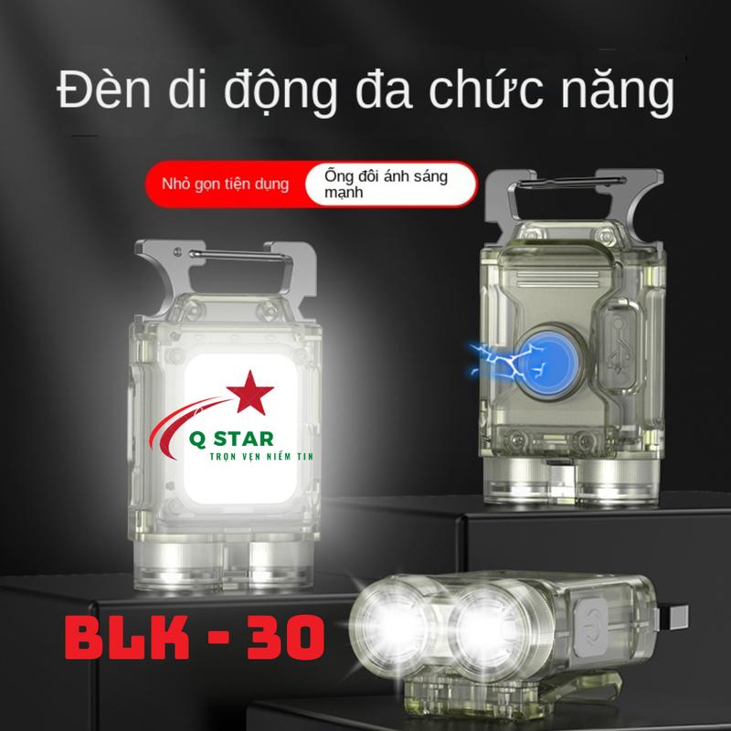 Đèn Pin Mini Móc Khoá Đa Năng BLK 30 Có Sáng Cob Nam Châm Khuy Cài Khui Nắp Kháng Nước Tốt Sạc Type-C