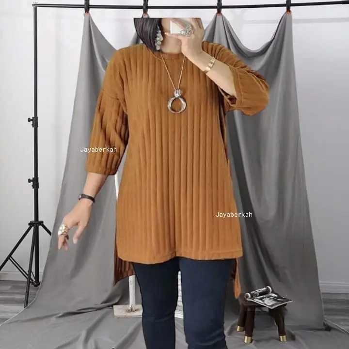 OVERSIZE TUNIK HORNET PREMIUM TEBAL LENGAN 3/4 Polos Atasan Muslim 1