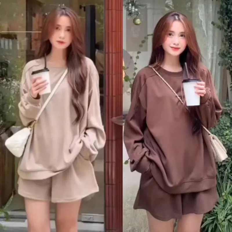 (Chất L1) Bigsize nữ dài tay + quần short chất nỉ gân dày dặn, mềm mại dành cho nữ từ 50-85kg Chubby Cheek Bigsize 0