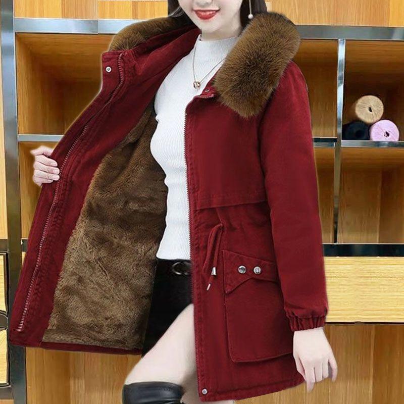 Áo Khoác Bông, Hàng Mới Về Mùa Đông, Kiểu Parka, Áo Khoác Độn Bông Lông Cừu, Dài Trung Bình Dáng Rộng Vừa Vặn, Áo Khoác Bông, Áo Khoác Lông Cừu Đệm, Dành Cho Nữ 2