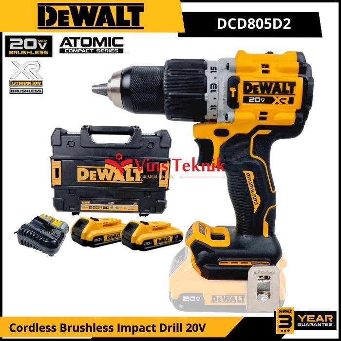 Gambar DEWALT DCD805D2T Mesin Bor Baterai Cordless Brushless Impact Drill Hammer Drill 13MM 20V DCD805 dari Vins Teknik Bekasi Kota Bekasi Tokopedia