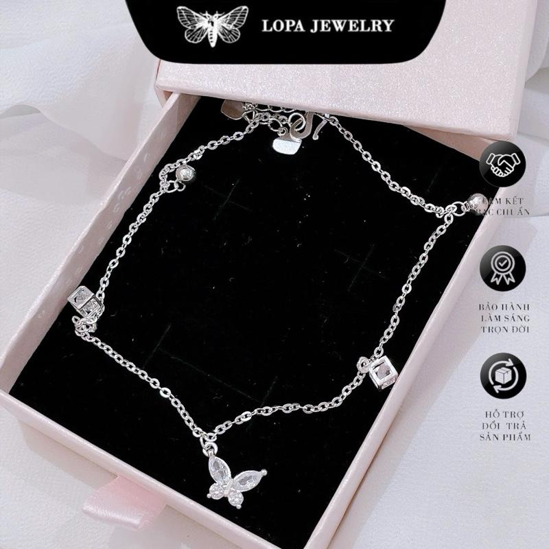 Tặng Hộp + NƯỚC RỬA BẠC Lắc Chân Bạc Nữ SK85 LoPa - Dáng Cánh Tiên Đính Đá CZ Lấp Lánh Nhẹ Nhàng Xinh Xắn Điệu Đà