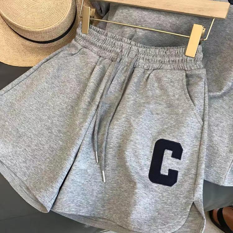 Product Introduction of Korean Style Women's Summer Loose Short Sleeve T-Shirt + Casual Shorts Set Sports Printed Letter Casual Two-Piece Set 6