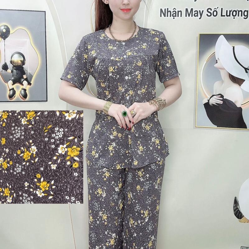 Đồ bộ túi bà già thun ATY TƠ co giãn mềm mát rộng rãi thoải mái - Nhung, Women - Nữ phù hợp cho người lơn tuổi và người trưởng thành. Áo Top